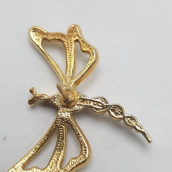 Vintage 1993 Avon Nature's Garden Rhinestone Dragonfly Tack Pin Gold Tone 1.5" - Picture 4 of 5